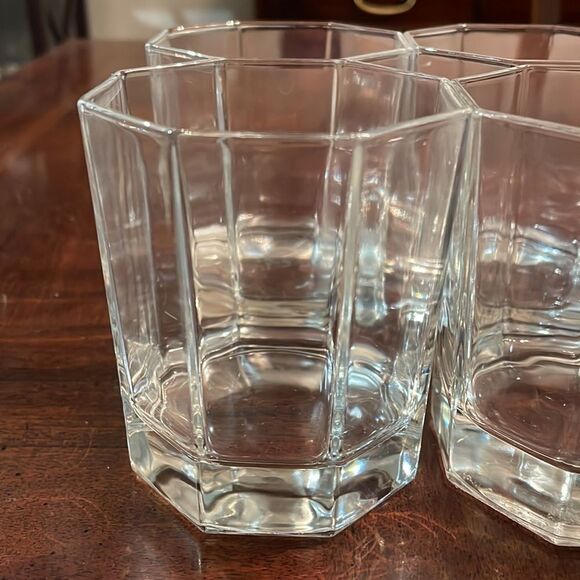 10 oz Luminarc Octime Clear Double Old Fashioned Glass 4" France 6 Octagonal - Picture 2 of 7
